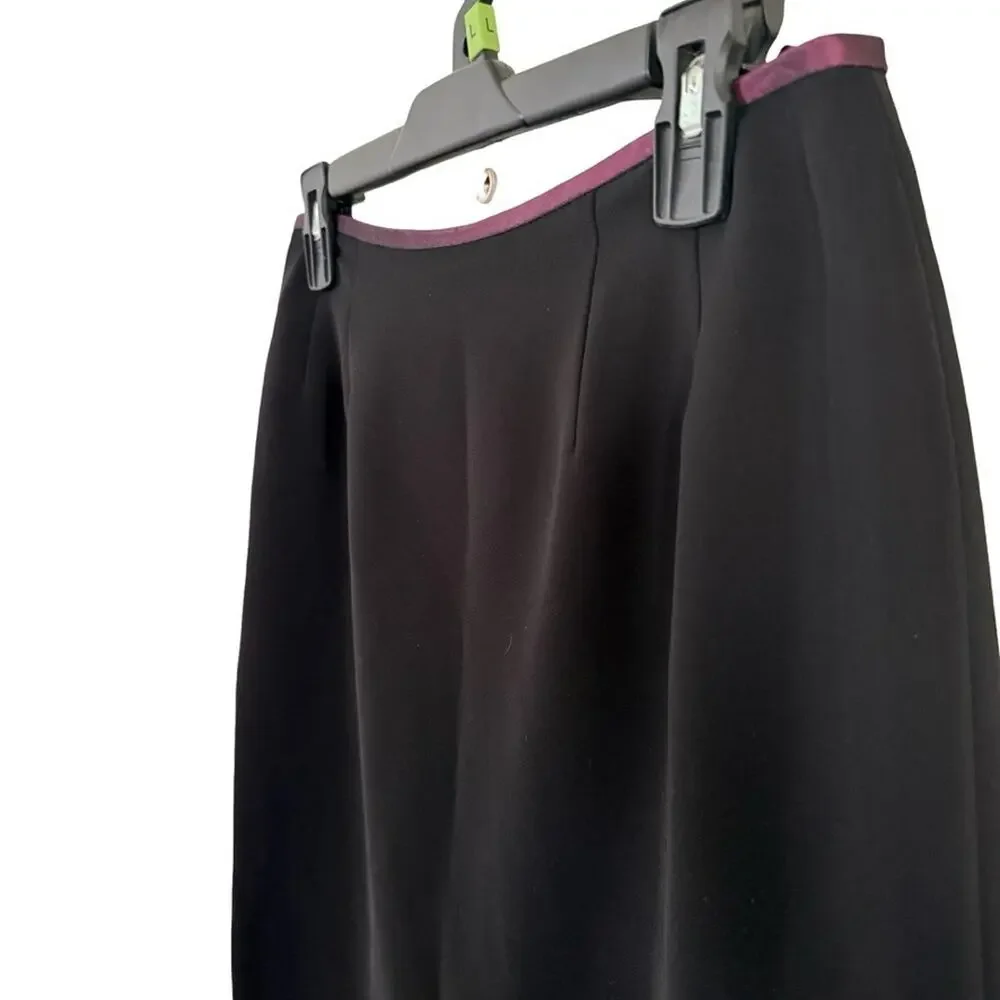 Kasper Black Plum Trim Career Skirt & Suit Jacket Blazer Lined 2 Piece Set sz 8